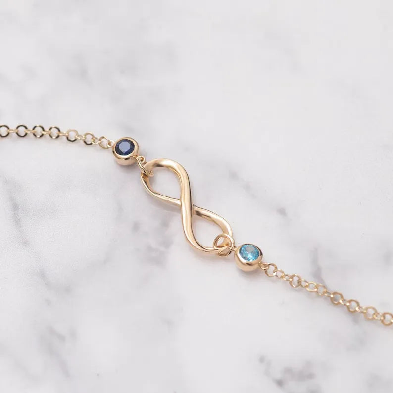 FOR FRIEND- THE FRIENDSHIP BETWEEN US WILL EXTEND INFINITELY CUSTOM BIRTHSTONES BRACELET