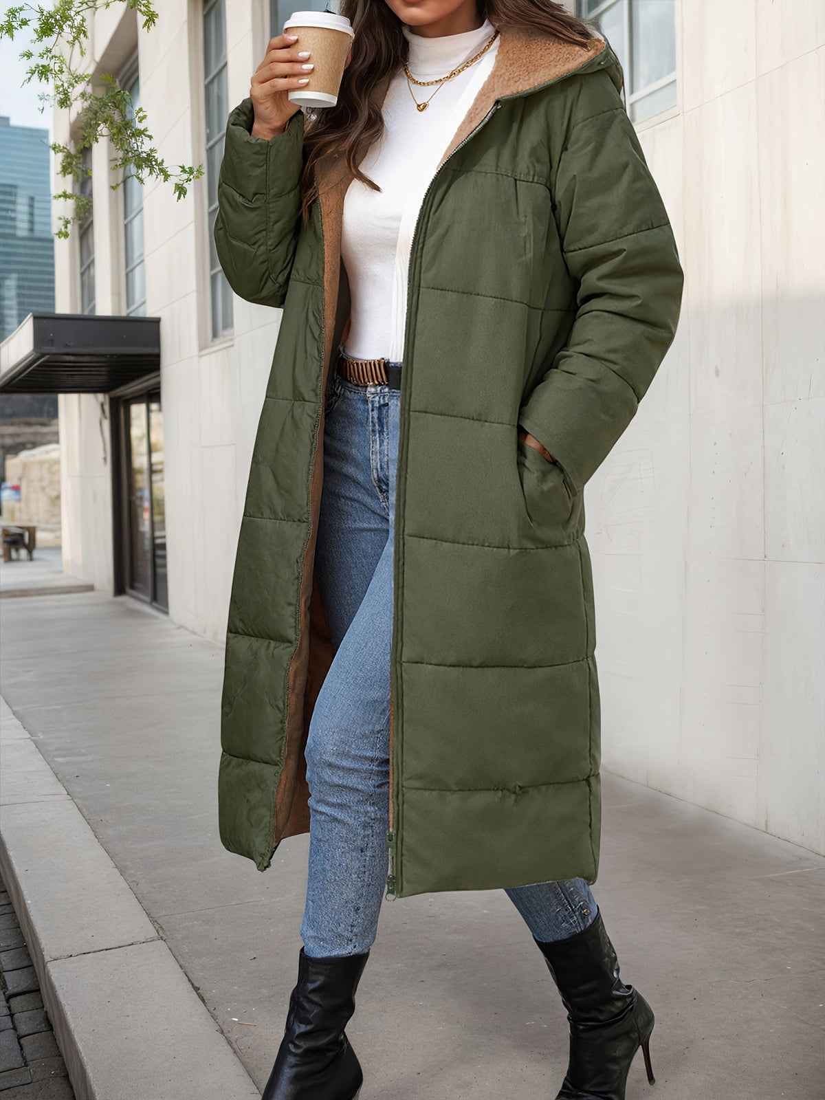 Celeste™ – Plush Quilted Long Hooded Coat