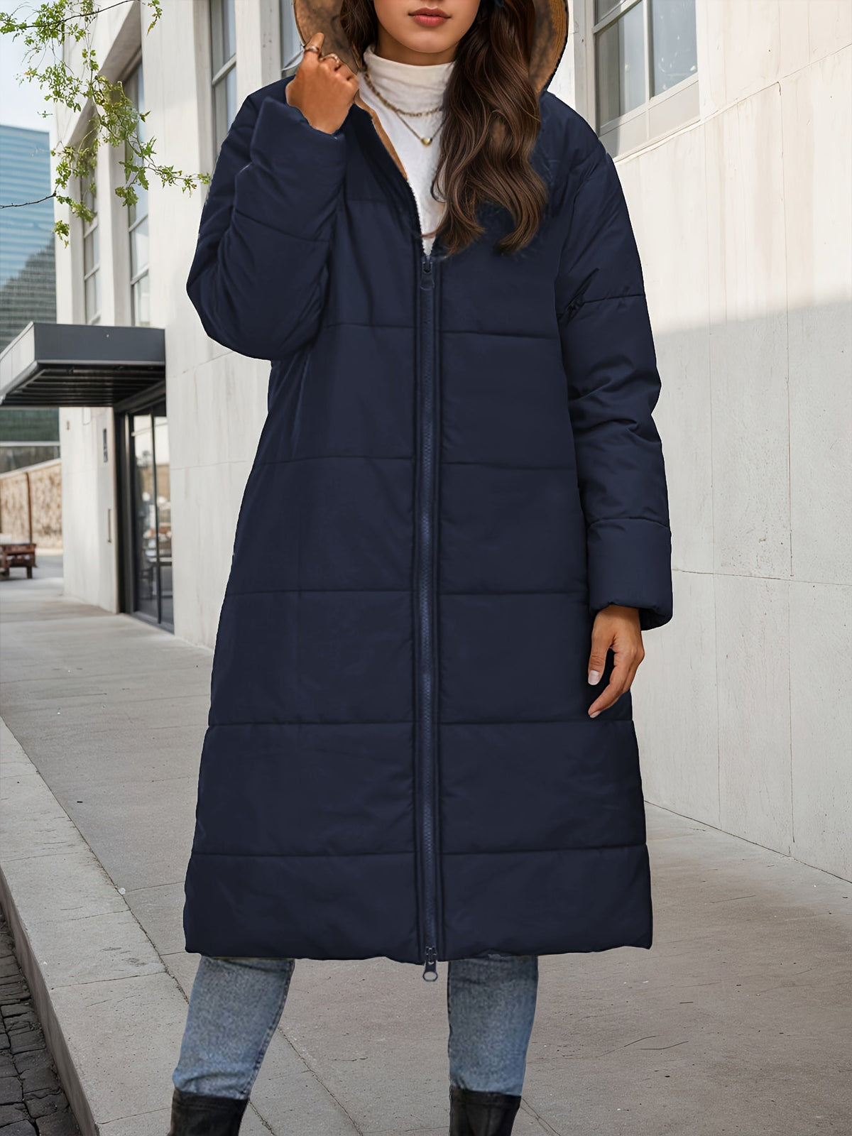 Celeste™ – Plush Quilted Long Hooded Coat