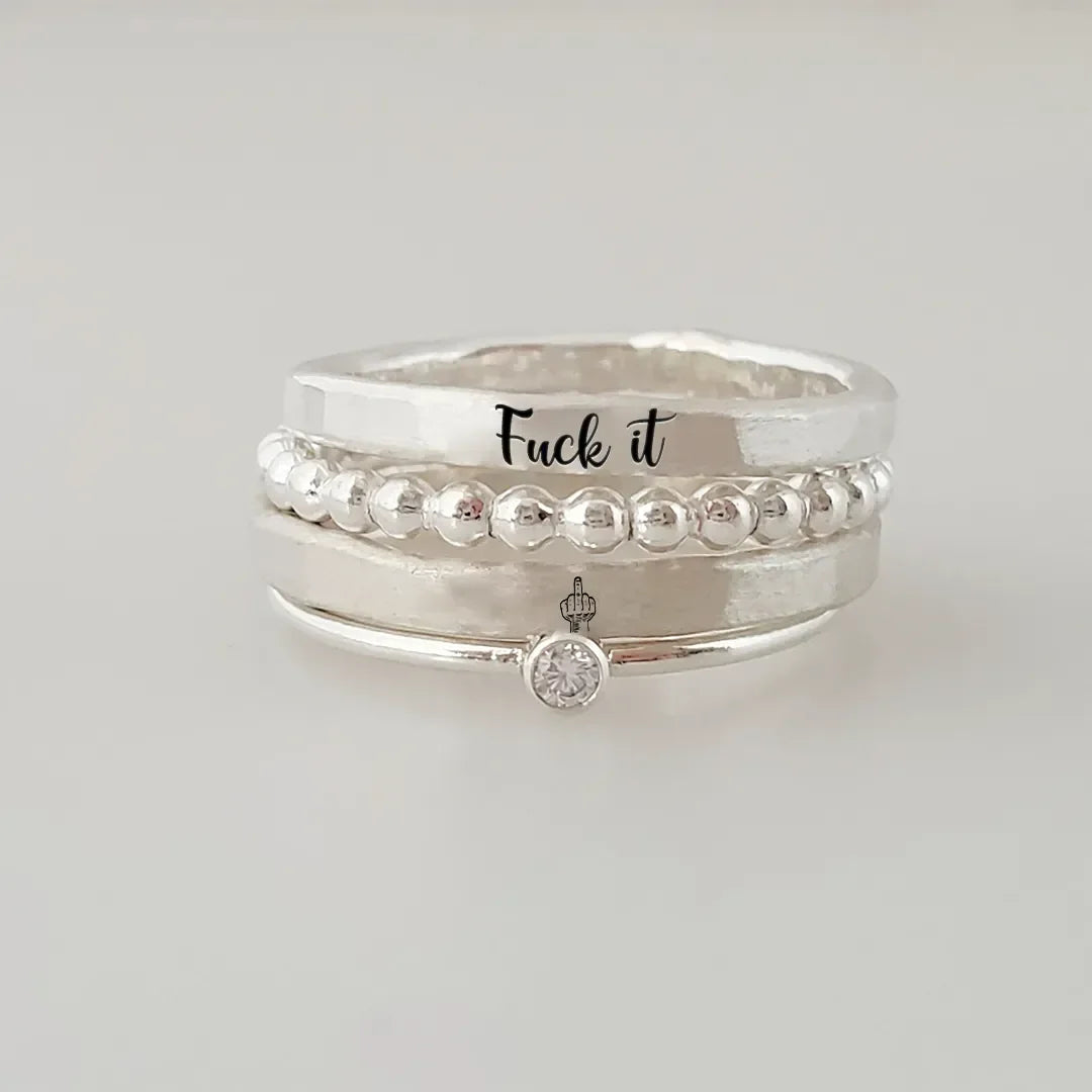 FUCK IT STACKED RING - 4 RINGS SET