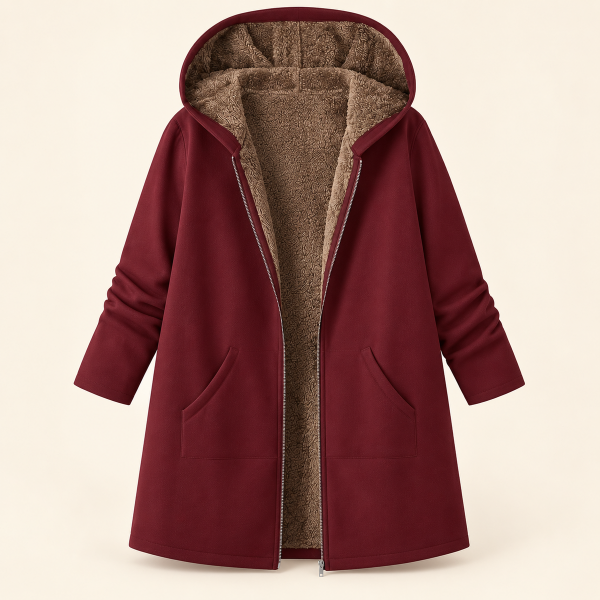 Lillian™ | Cozy Sherpa-Lined Hooded Coat
