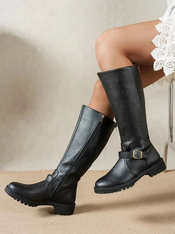 Boots For Women | Knee High Buckle Zip Up