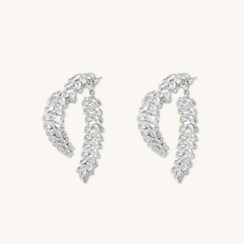 14K Gold-Plated Exquisite Crystal Heart Wheat Earrings
