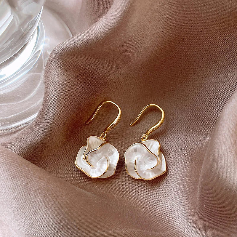 White Spiral Earrings