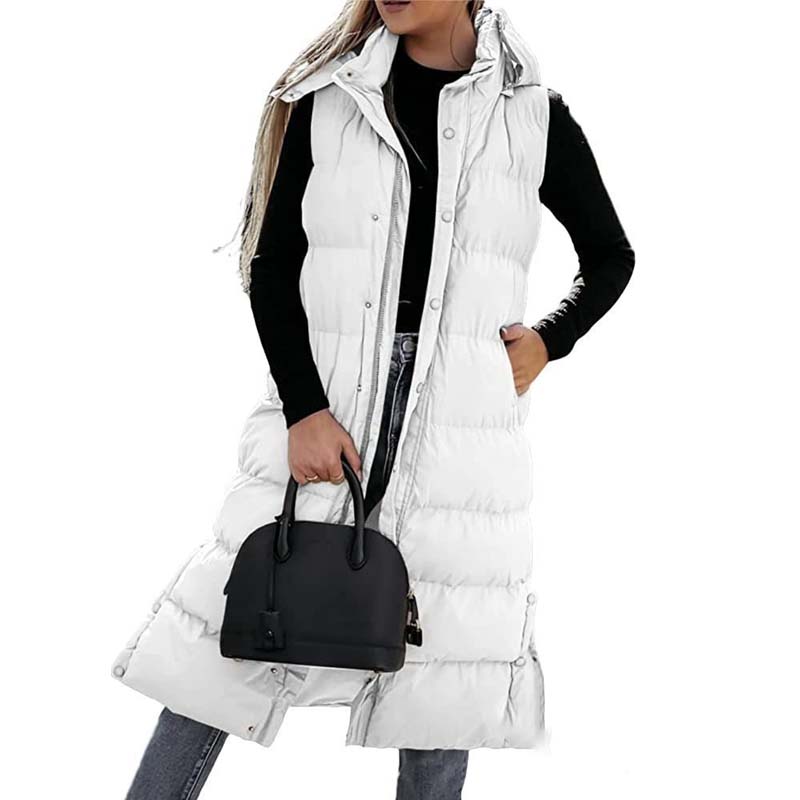 Lumi™ | Puffer Vest Quilted Hooded Maxi Length Button Down