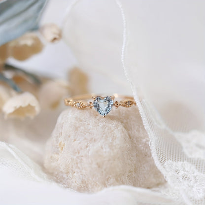 Vintage Minimalist Heart Shaped Zirconia Gold Plated Ring