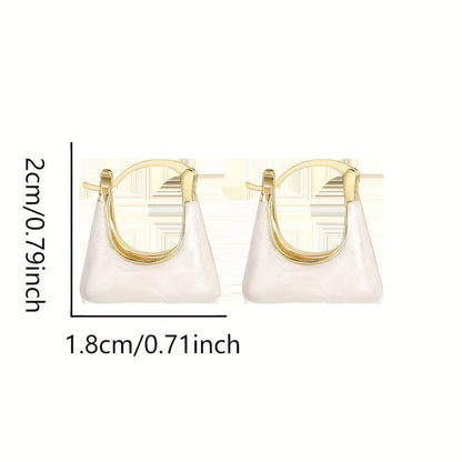 Elegant Retro Style Handbag Design Enamel Hoop Earrings