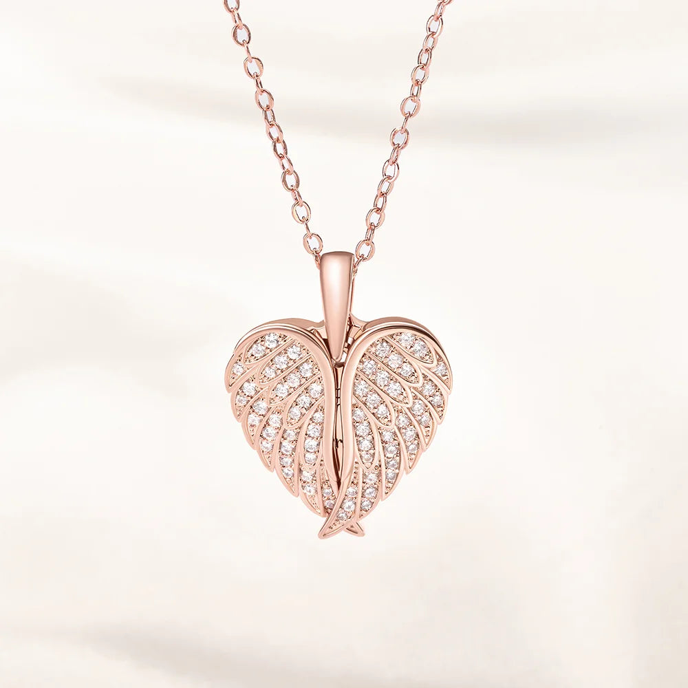 My Guardian Angel Always Close to My Heart - Personalized Angel Wing Photo Locket Necklace