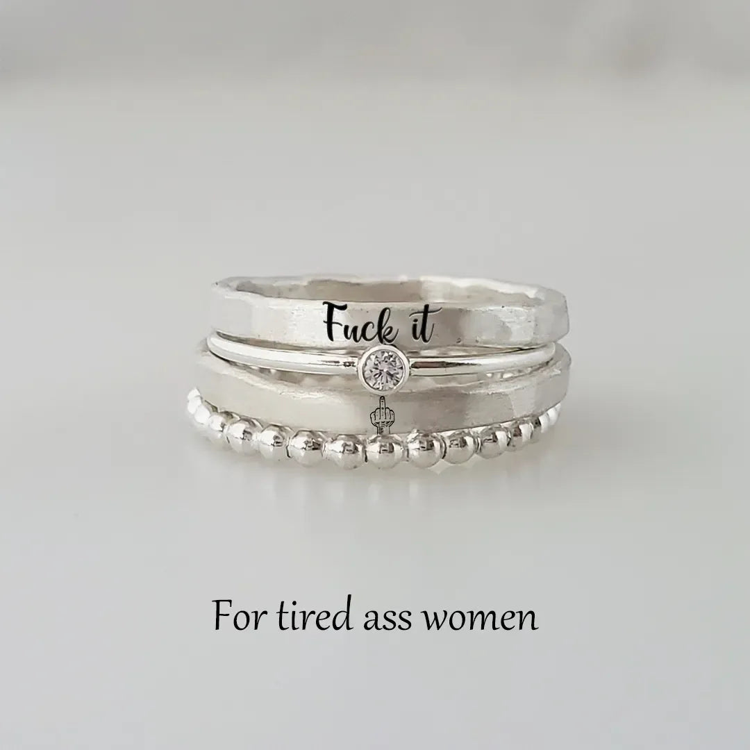 FUCK IT STACKED RING - 4 RINGS SET