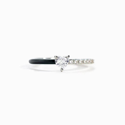 Love Me Until I'm Me Again Black Heart-Cut Half Enamel Ring