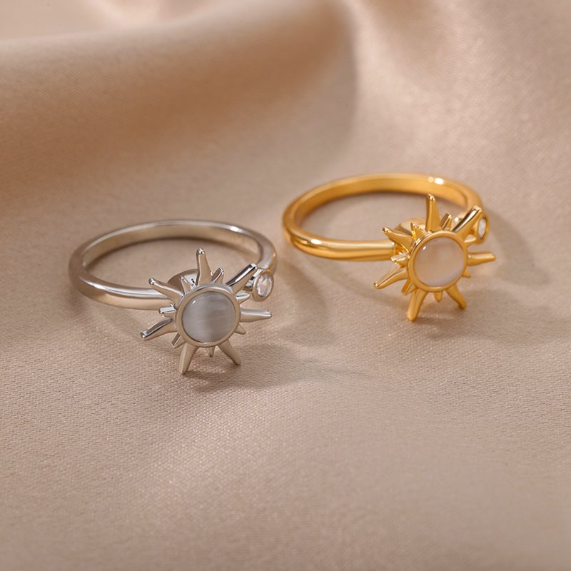 Celestial Sunbeam Moonstone Gold Ring