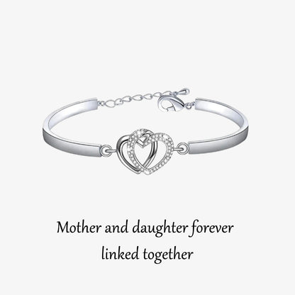 Mother & Daughter Forever Linked Together Double Heart Bracelet