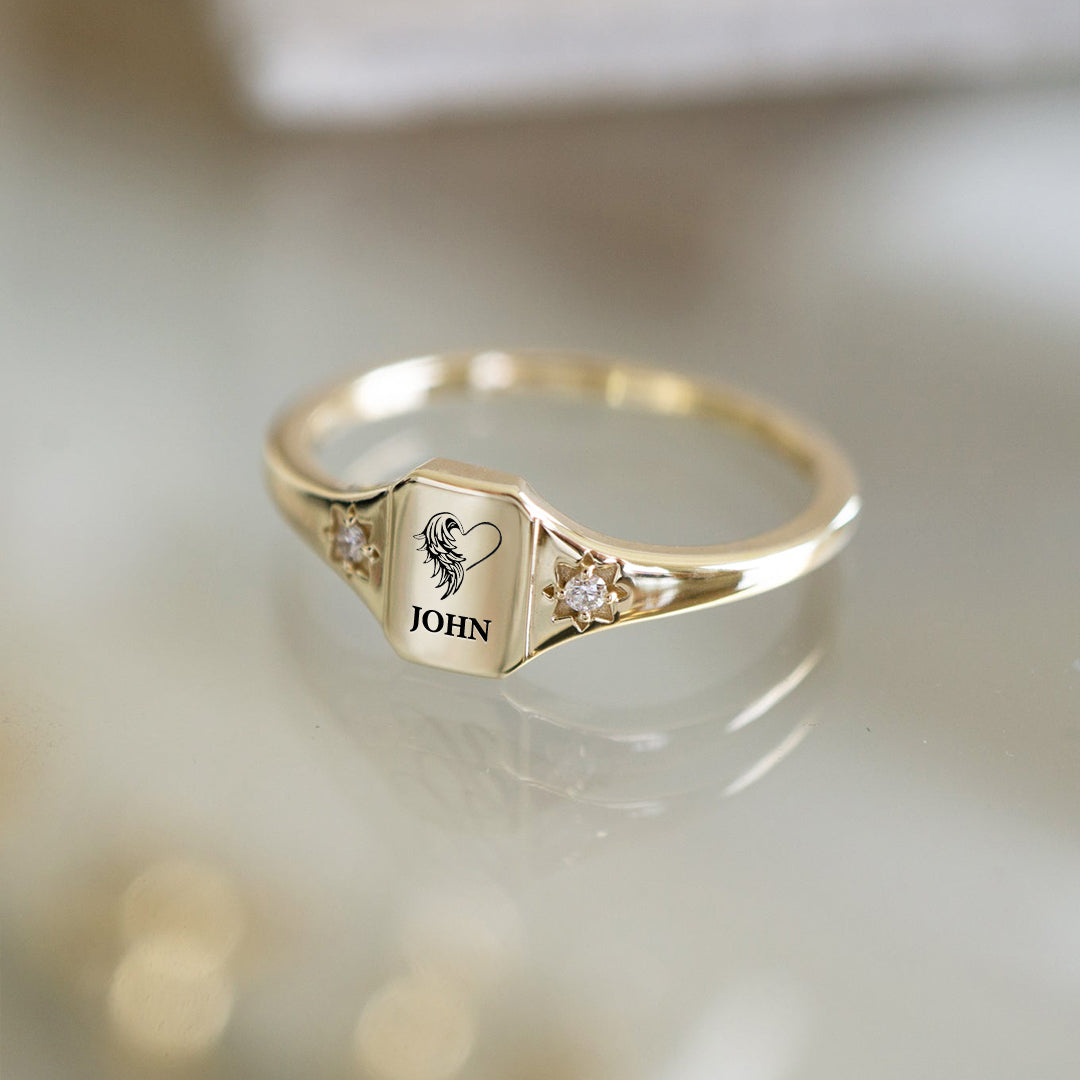 I’m A Mother To A Son With Wings Name Personalized Ring