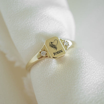 I’m A Mother To A Son With Wings Name Personalized Ring