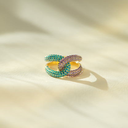 Crafted With Angels’ Love Birthstones Chunky Link Ring