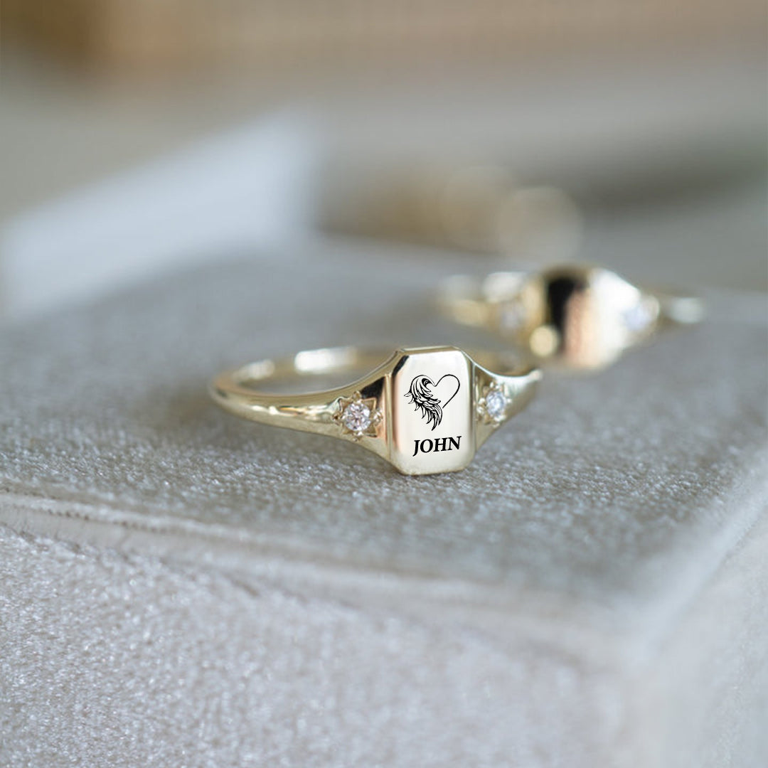 I’m A Mother To A Son With Wings Name Personalized Ring