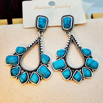 Vintage Silver Plated Turquoise Drop Earrings