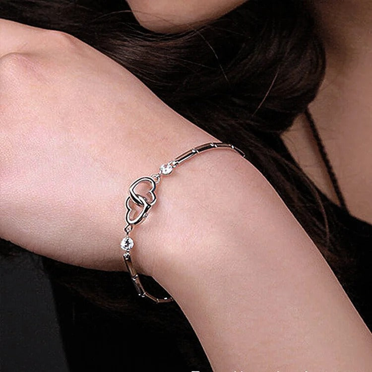 For Love - Distance and Time Will Never Break us Apart Heart to Heart Bracelet
