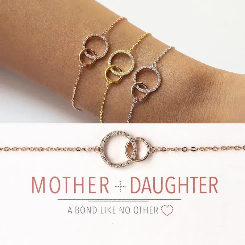 Mother & Daughter Linked Together Interlocking Circle Bracelet