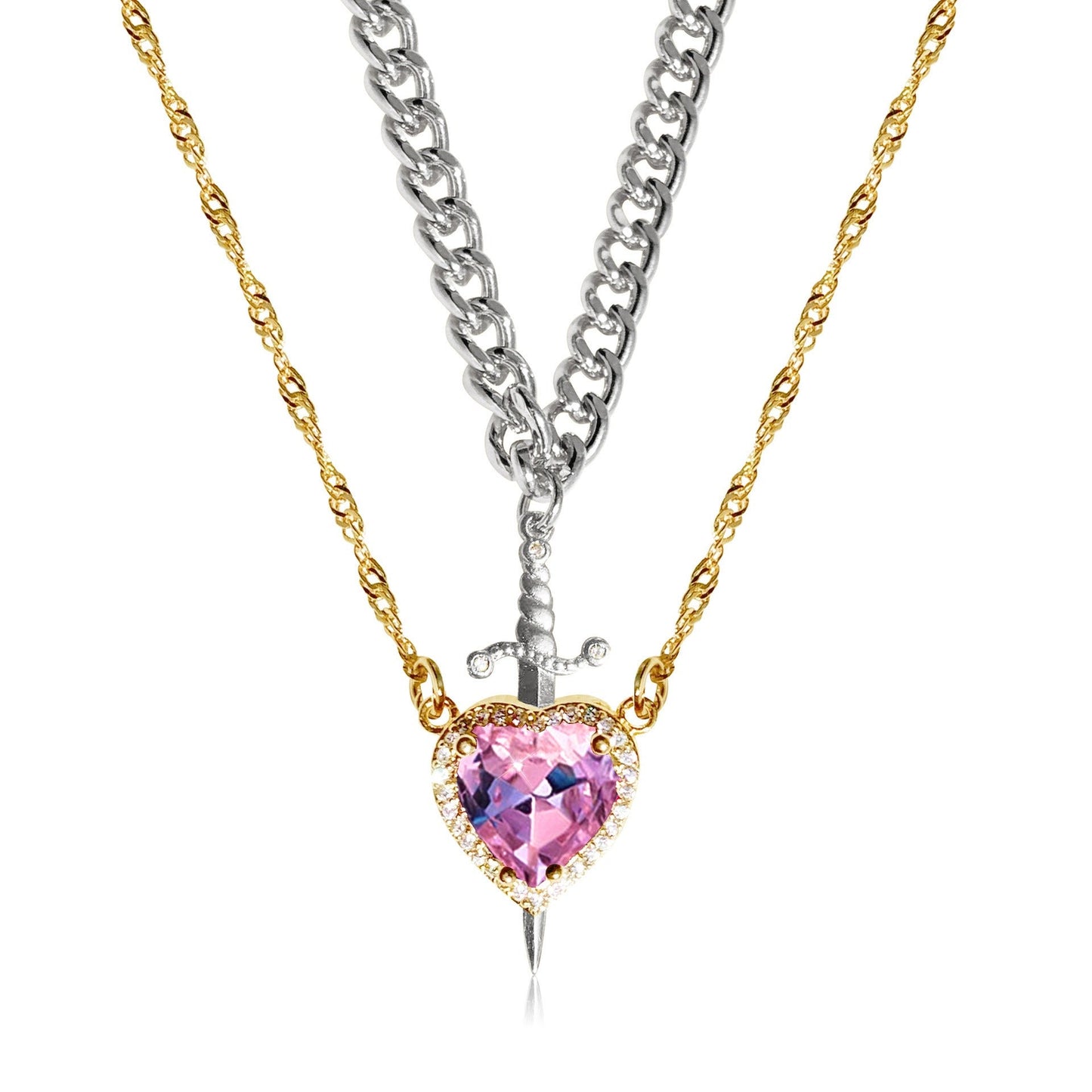 Heart and Sword Pendant Necklace - Couple Necklaces