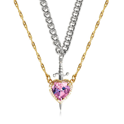 Heart and Sword Pendant Necklace - Couple Necklaces