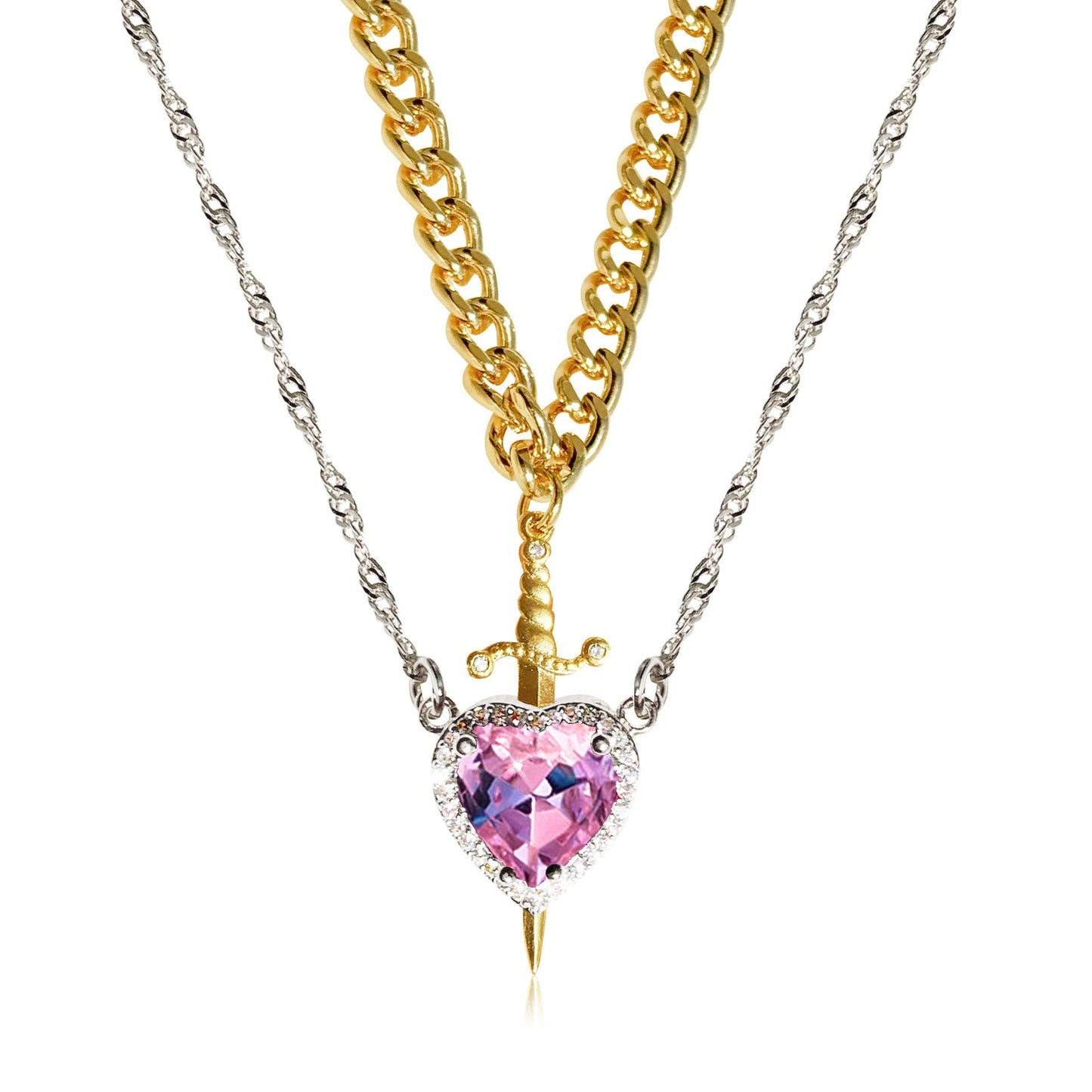 Heart and Sword Pendant Necklace - Couple Necklaces