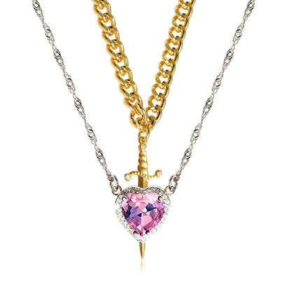 Heart and Sword Pendant Necklace - Couple Necklaces