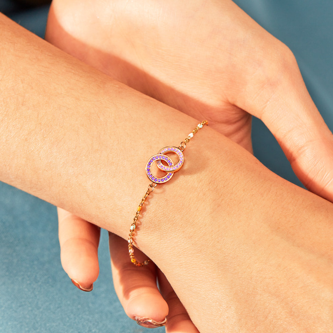 Mother & Daughter Dainty Chain Linking Circles Bracelet - S925 Silver