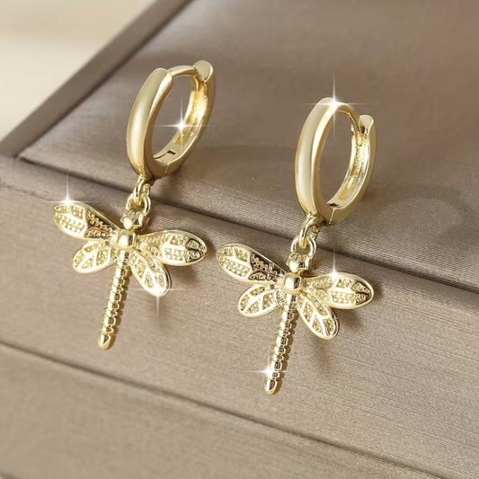 Dragonfly Charm Huggie Earrings