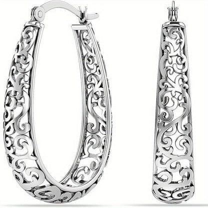 Elegant Retro Scroll Hoop Earrings