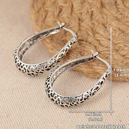 Elegant Retro Scroll Hoop Earrings