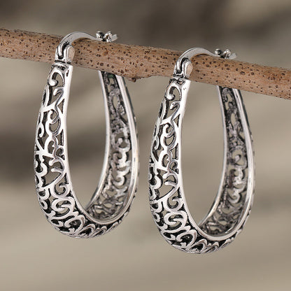 Elegant Retro Scroll Hoop Earrings