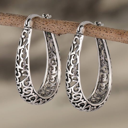 Elegant Retro Scroll Hoop Earrings