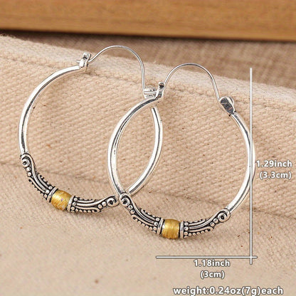 Two-Tone Bohemian Hoop Earrings