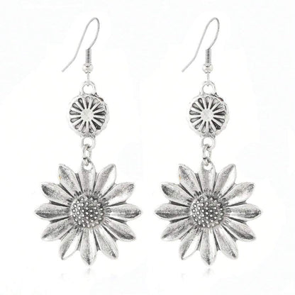 Vintage Bohemian Sunflower Pendant Earrings