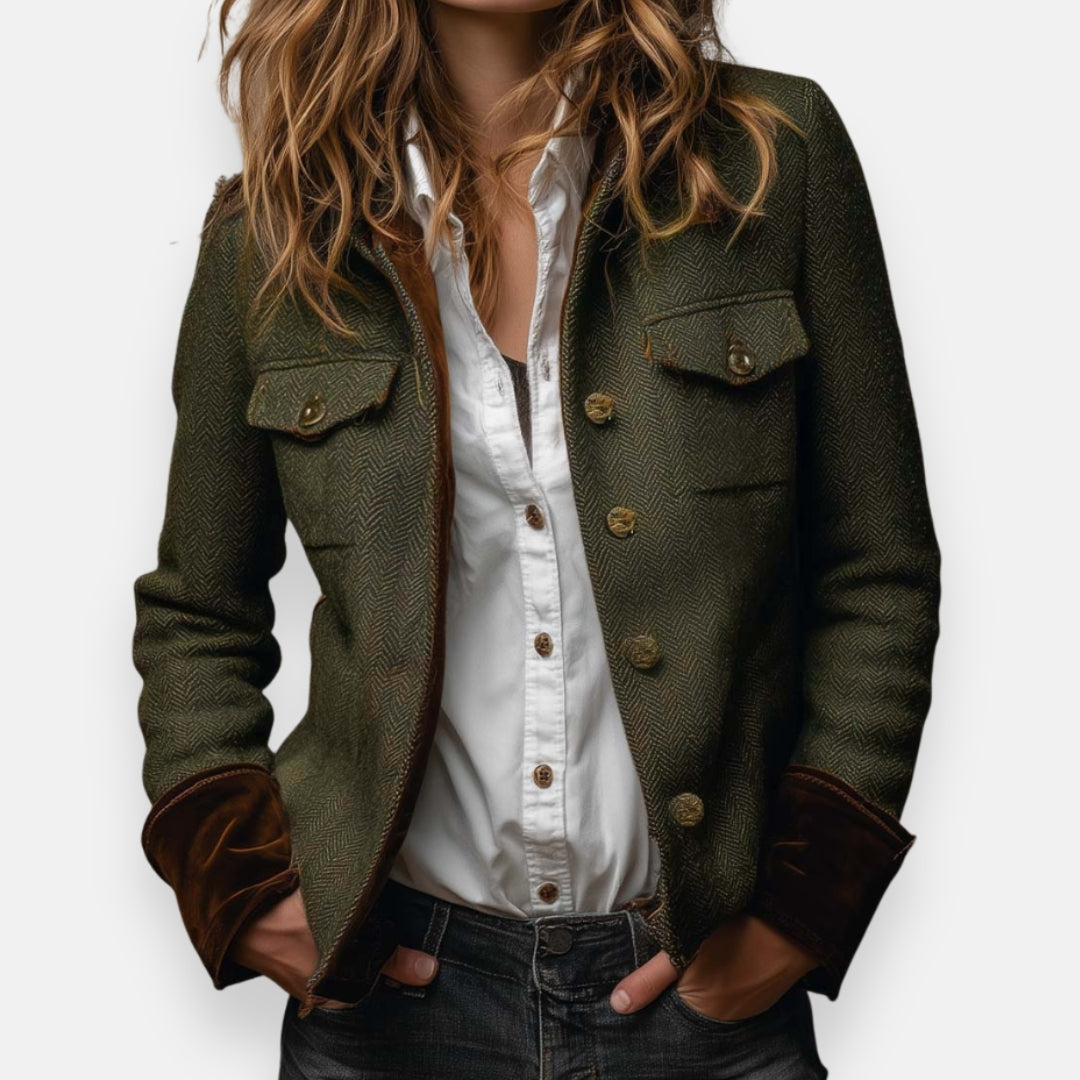 Corrie - Tweed Jacket with Velvet Details
