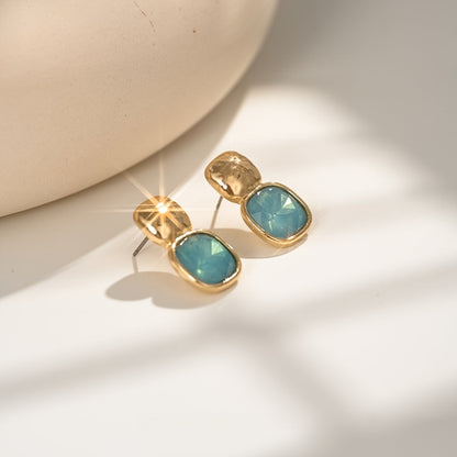 Elegant Geometric Gold Tone Square Earrings
