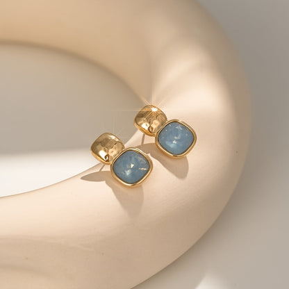 Elegant Geometric Gold Tone Square Earrings