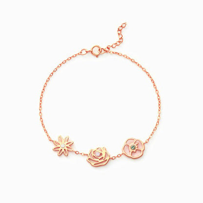 PERSONALISED BIRTH FLOWERS BRACELET-PERFECT GIFT FOR MOM/WIFE