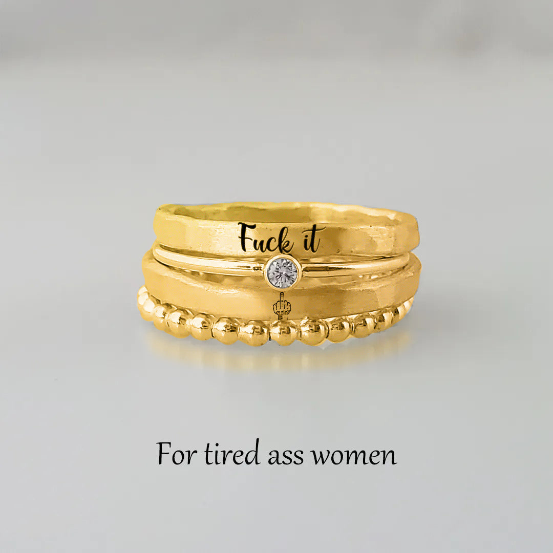 FUCK IT STACKED RING - 4 RINGS SET