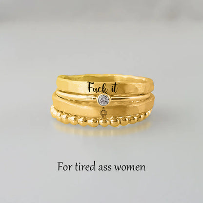 FUCK IT STACKED RING - 4 RINGS SET