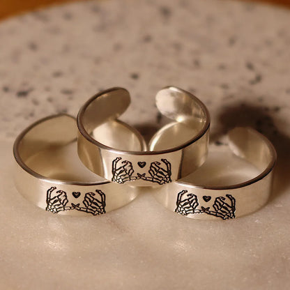 FOR FRIEND - S925 RIDE OR DIE SKELETON PINKY PROMISE RING