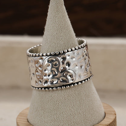 Vintage Handcrafted Silver Plated Wide Band Heart Spinner Ring