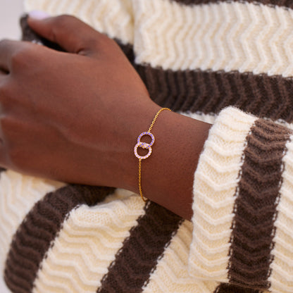 Mother & Daughter Birthstone Knitted Interlocking Bracelet