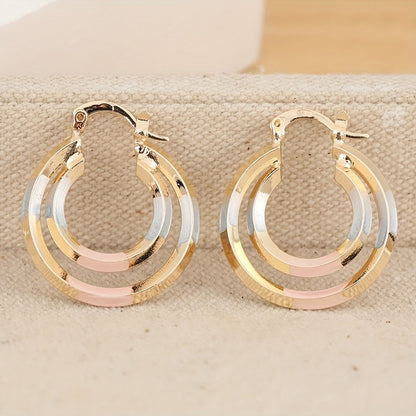 Stylish Hollow Round Shaped Gold Plated Earrings