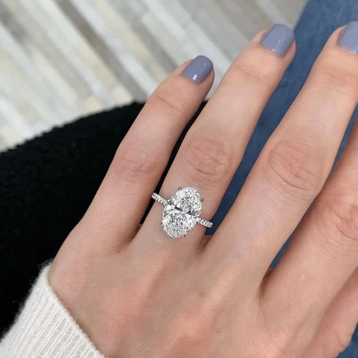 925 Sterling Silver Classic Oval Cut Solitaire Moissanite Ring