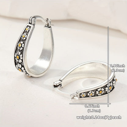 Vintage Hand-Cut Daisy Hoop Earrings