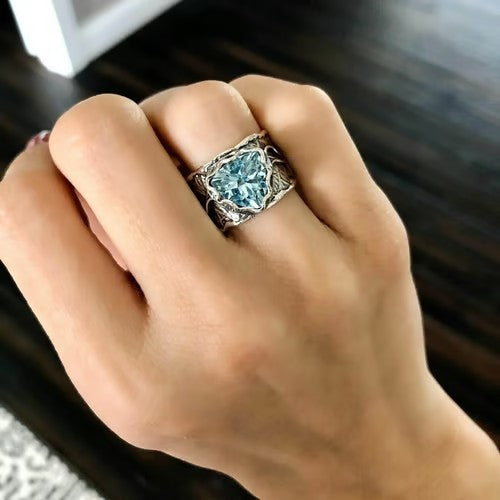 Blue Zircon Creative Ring