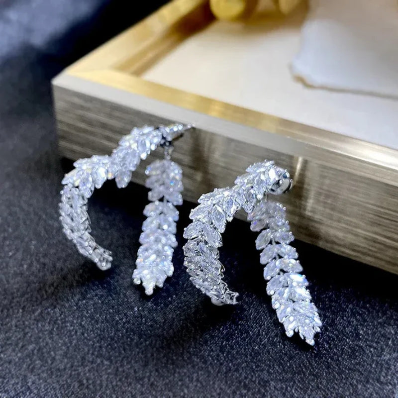 18K Gold-Plated Exquisite Crystal Heart Wheat Earrings