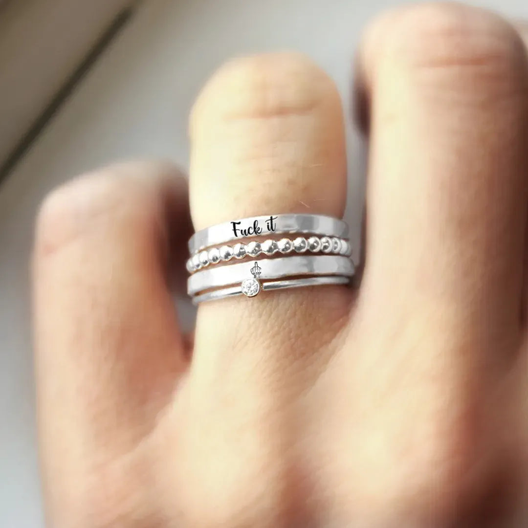 FUCK IT STACKED RING - 4 RINGS SET